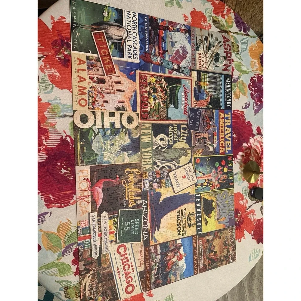 Jigsaw Puzzle Traveling the USA 1000 pieces The Saturday evening Post Complete